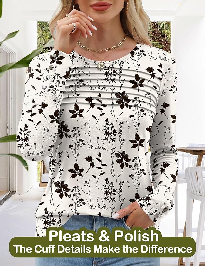Blouses for Women Dressy Casual Long Sleeve Fall Fashion Tops Trendy Outfits for Work Office Shirts Thicker Clothes