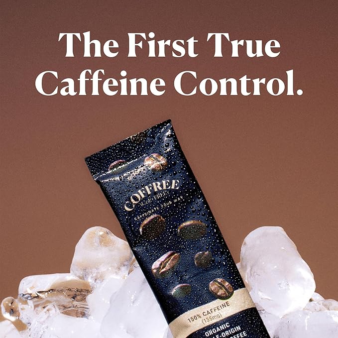 COFFREE Organic Instant Coffee Packets Variety Pack - Convenient Single Serve Coffee Sticks, Mold Free, Low Acid Arabica for On-the-Go Energy - 0–150% Caffeine Options for Hot or Cold Brew - 24 Count
