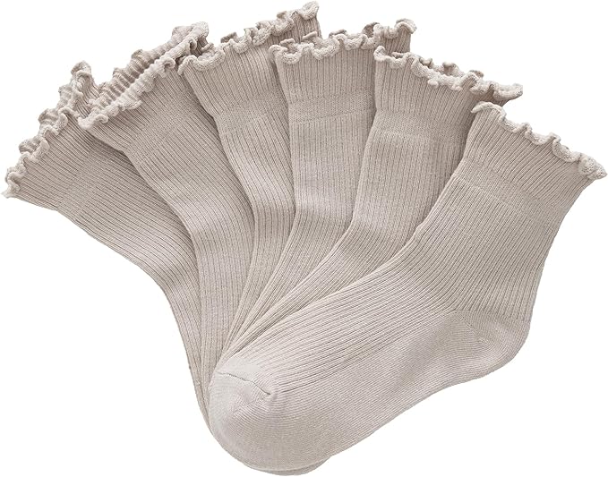 SSF&TUYS Ruffle Socks for Women – Soft Cotton Frilly Ankle Socks, Cute, Breathable & Comfy, 6 Pairs