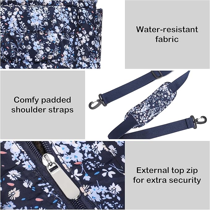 AOCINA Puffer Tote Bag for Women Quilted Work Bag Nurse Bags Women's Shoulder Handbags for Travel Gym Gifts Laptop Purse