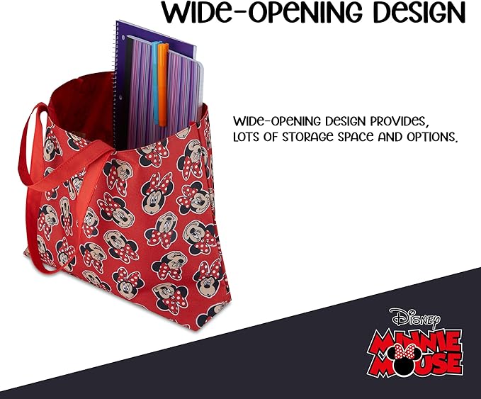 Disney Mickey and Minnie Mouse Canvas Tote bag - Girls, Boys, Teens, Adults - All Over Print Single Handle Tote Handbag