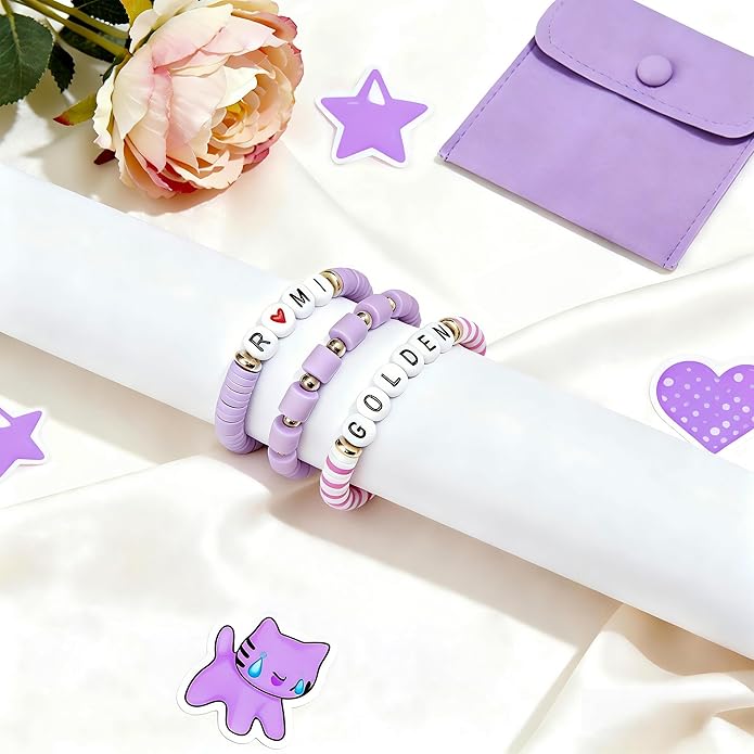 J6&H6 3 Pcs KPop Merch Bracelets Set, K-Pop Stuff Fans Cosplay Merchandise Gifts Outfit Costume Accessories Friendship Jewelry for Birthday Christmas Stocking Stuffers Party Favors