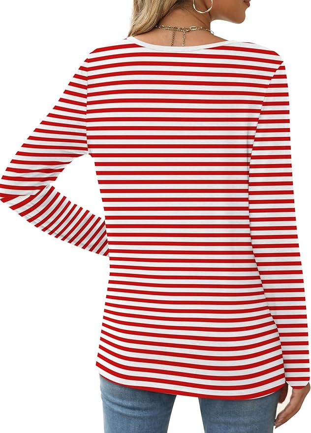 XIEERDUO Long Sleeve Shirts for Women Casual Crew Neck Basic Fall Tops Loose Fit Comfy