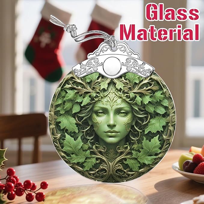 Stained Glass Ornament, Christmas Ornament, Hanging Ornaments for Home Decor & Christmas Tree Ornaments – Exquisite Holiday Decor, Xmas Gifts & Holiday Present - Tree Face