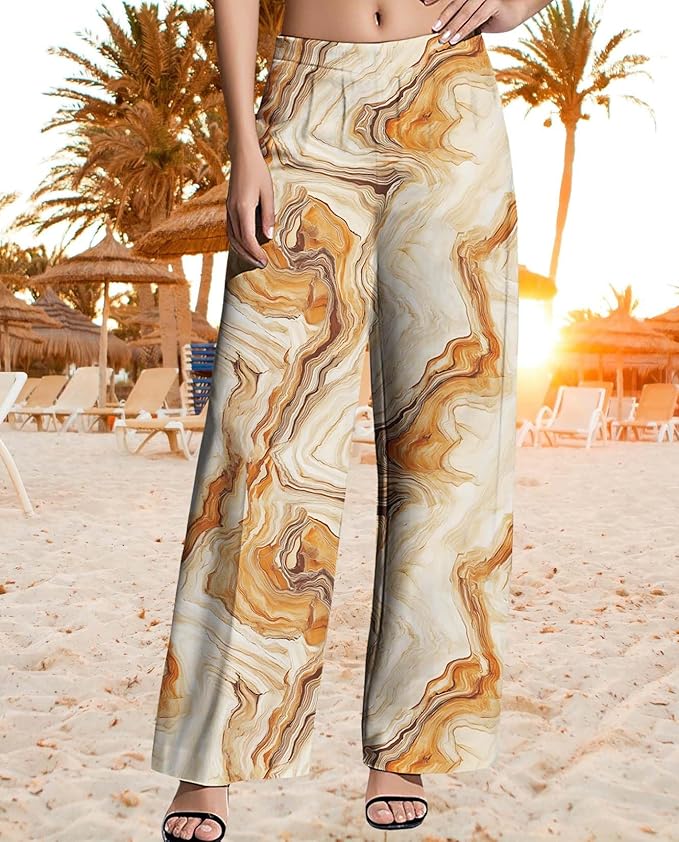 Womens Boho Pants Casual Oversize High Waisted Wide Leg Trousers Pattern Printed Ourdoors Pant for 2025 Summer