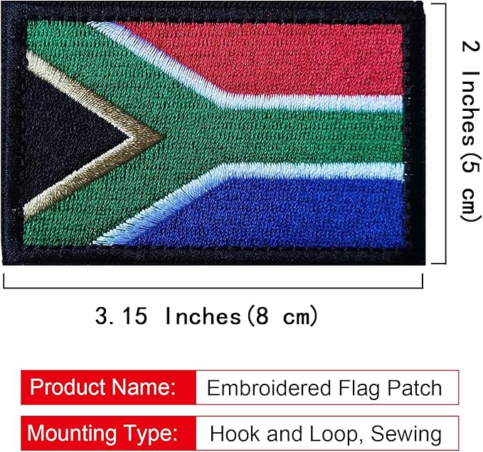 EmWoot 2PCS South Africa Flag Patch Embroidered Morale Patch Military Tactical Patches Hook and Loop