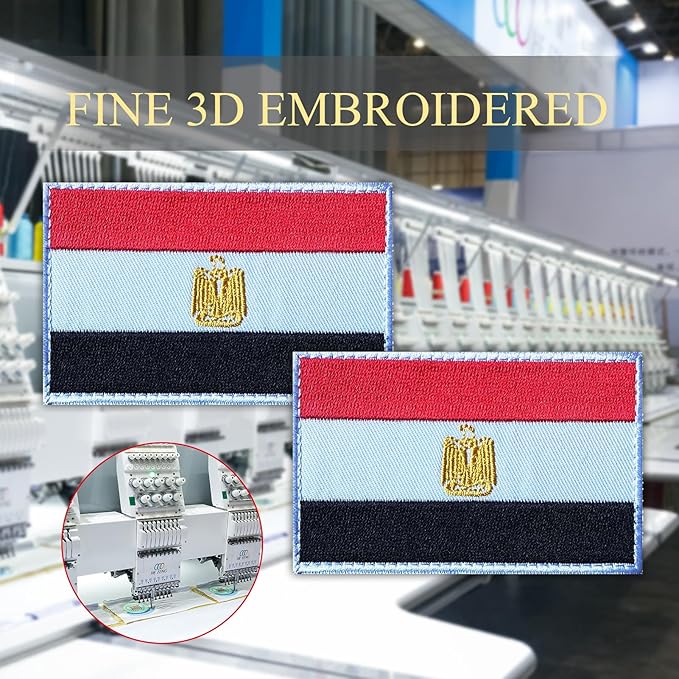 EmWoot 2PCS Egypt Flag Patch Embroidered Morale Patch Military Tactical Patches Hook and Loop