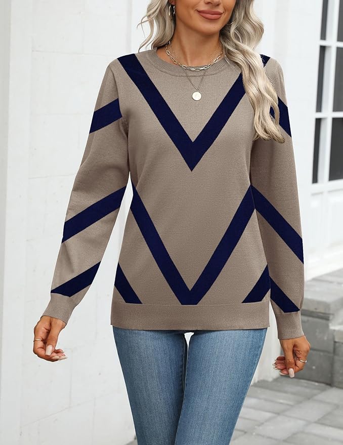 Zeagoo Womens 2026 Fall Sweaters Long Sleeve Tops Classic Crew Neck Pullover Sweaters Loose Dressy Casual Basic Clothes