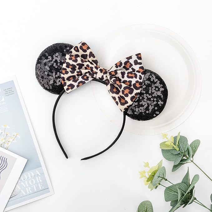 DRESHOW Mouse Ears Bow Headbands Glitter Party Decoration Cosplay Costume for Women