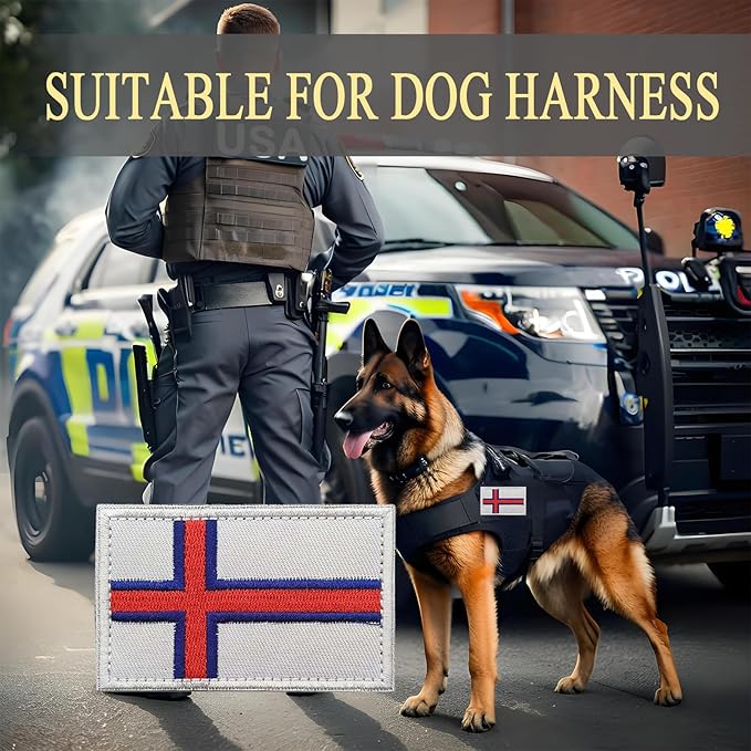 EmWoot 2PCS Faroe Islands Flag Patch Embroidered Morale Patch Military Tactical Patches Hook and Loop