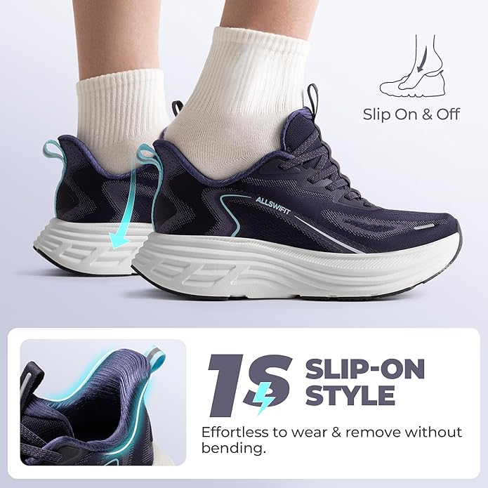 Women's Slip On Walking Shoes Hands-Free Cushion Running Tennis Shoes Non-Slip Comfortable Workout Gym Sports Athletic Fashion Sneakers
