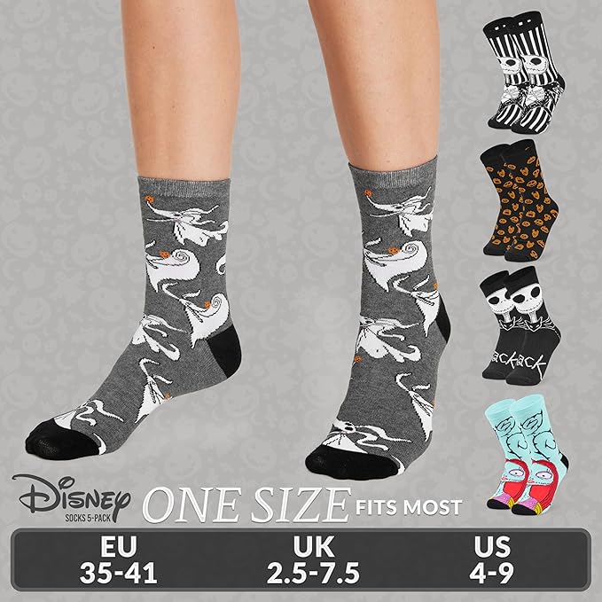 Disney Socks for Women and Teens, Pack of 5 or 6, US Size 4‑9, Soft and Breathable Novelty Socks Cozy Gifts for Women