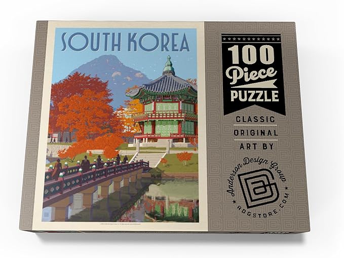 MyPuzzle South Korea, Seoul: Gyeongbokgung Palace, Vintage Poster - Premium 100 Piece Jigsaw Puzzle for Adults