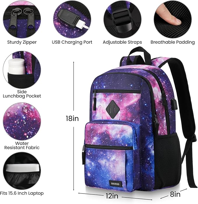 Boys and Girls Backpack for School, Lightweight Casual High School Bookbag, Daily-use Travel Laptop Backpack for Women and Men, Fits 15.6 Inch Notebook