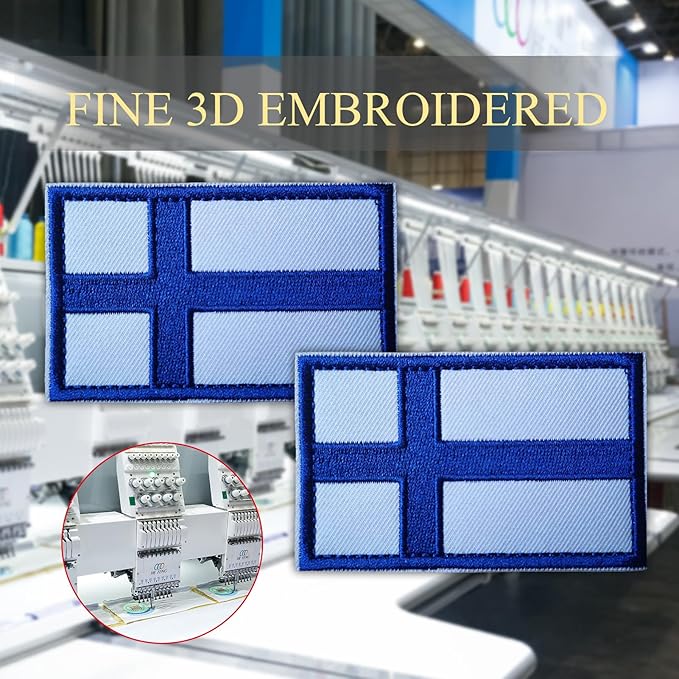 EmWoot 2PCS Finland Flag Patch Embroidered Morale Patch Military Tactical Patches Hook and Loop