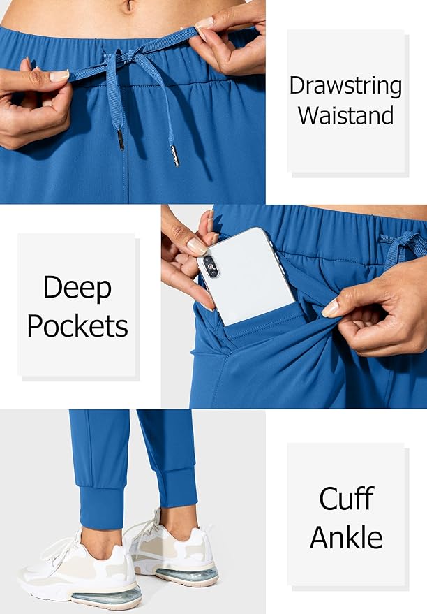 SANTINY Women's Joggers Pants Pockets Drawstring Running Sweatpants for Women Lounge Workout Jogging
