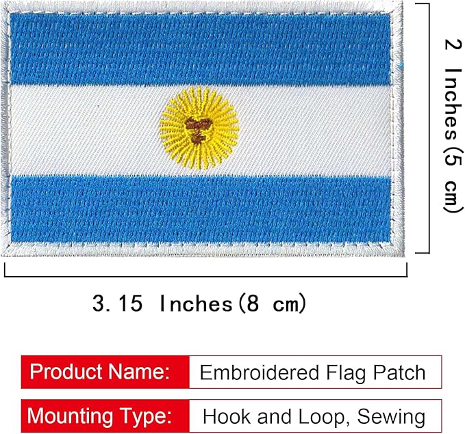 EmWoot 2PCS Argentina Flag Patch Embroidered Morale Patch Military Tactical Patches Hook and Loop(Argentina02)