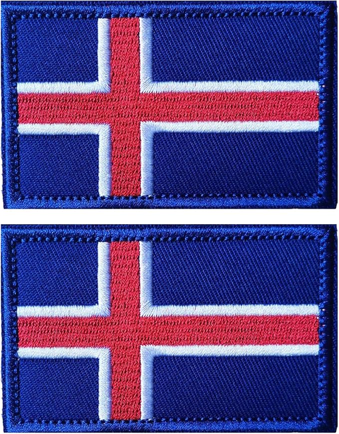 EmWoot 2PCS Iceland Flag Patch Embroidered Morale Patch Military Tactical Patches Hook and Loop