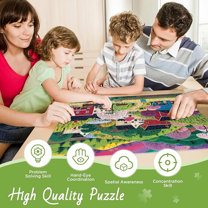 500 Piece Puzzle for Adults, Countryside Scenery Jigsaw Puzzle, Mountain Village Jigsaw Puzzles 500 Pieces, Challenging Activity Great Gift Idea for Family Friends Difficult Puzzles Size 20.5 x 15 in