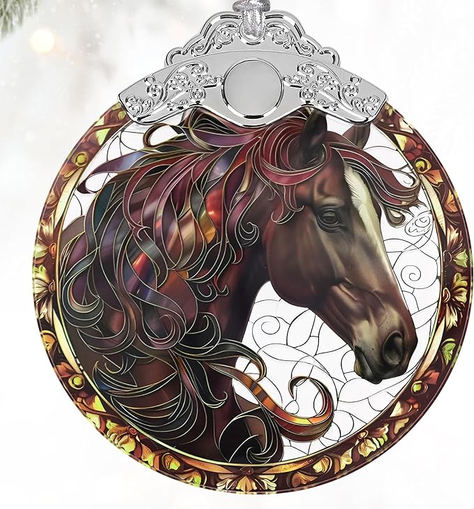 Stained Glass Ornaments, 2025 Christmas Ornament, Christmas Tree Ornament, Heirloom Keepsake, Gift Exchange, Gift Idea - Horse