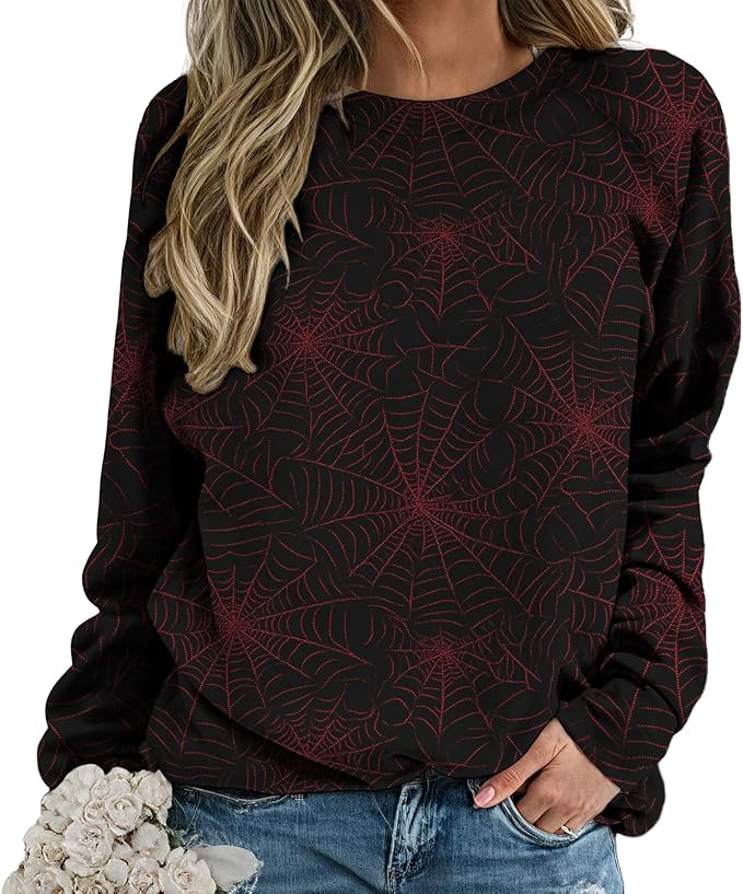 domirica Halloween Sweatshirt For Women Long Sleeve Crew Neck Sweatshirts Fall Halloween Costumes For Holiday Party 2025