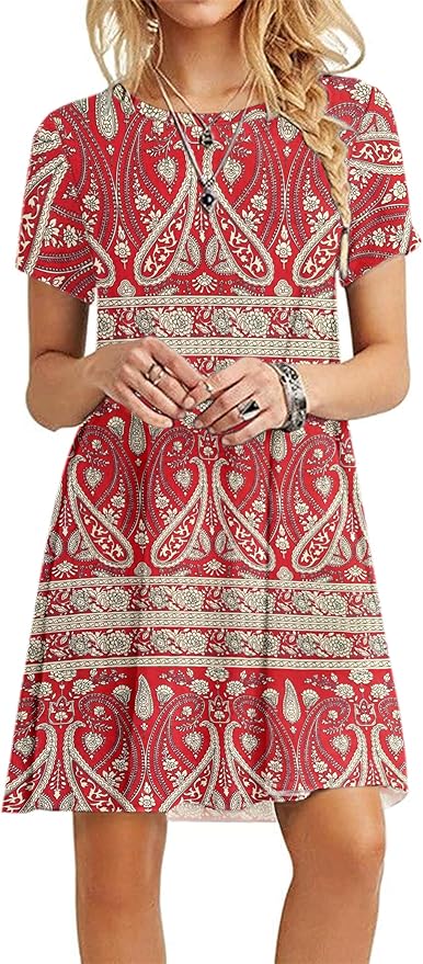 MOLERANI Women's Casual Plain Simple T-Shirt Loose Dress