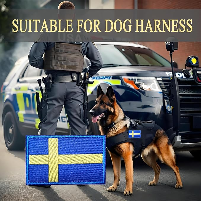 EmWoot 2PCS Sweden Flag Patch Embroidered Morale Patch Military Tactical Patches Hook and Loop