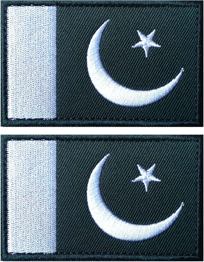 EmWoot 2PCS Pakistan Flag Patch Embroidered Morale Patch Military Tactical Patches Hook and Loop