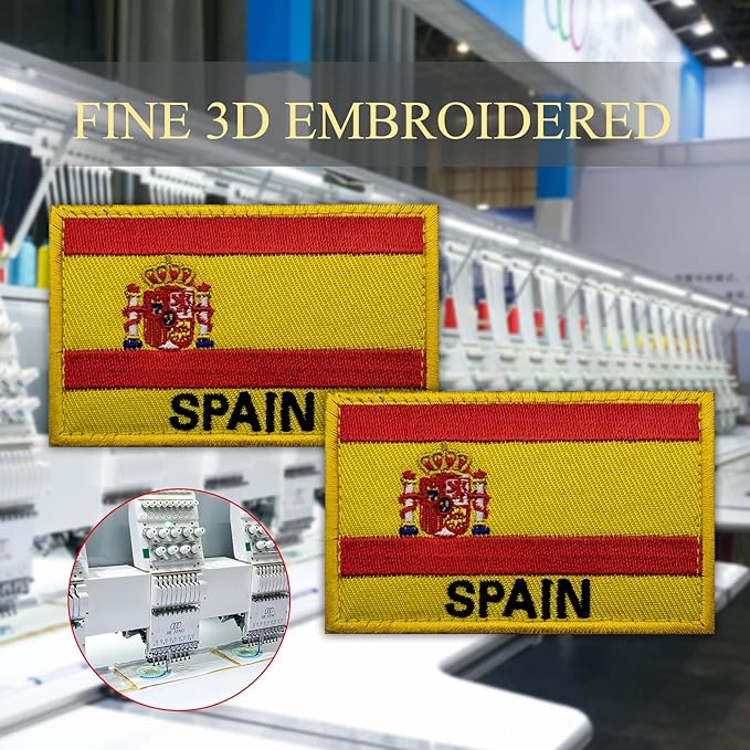 EmWoot 2PCS Spain Flag Patch Embroidered Morale Patch Military Tactical Patches Hook and Loop(02)