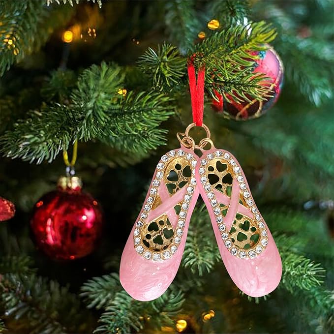 Ushinemi Ballet Toe Dancing Shoe Ornaments for Christmas Tree, Mini Hanging Decor, 2024 Sparkles Keepsake Gifts for Kids Girls