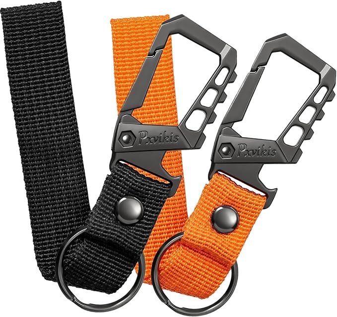 Pxvikis Metal heavy duty key chain carabiner clip bottle opener wrist lanyard ring car key fob unisex for men and women