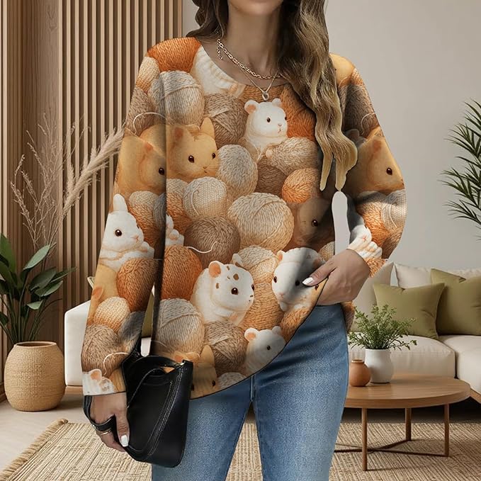 LIZALIG Women's Fall Christmas Snowman Sweater Long Sleeve Crewneck Pullover Festive Holiday Winter Outfit for Parties