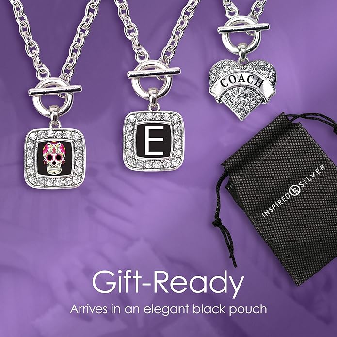 Inspired Silver - Silver Pave Heart Charm 18 Inch Necklace with Cubic Zirconia Jewelry