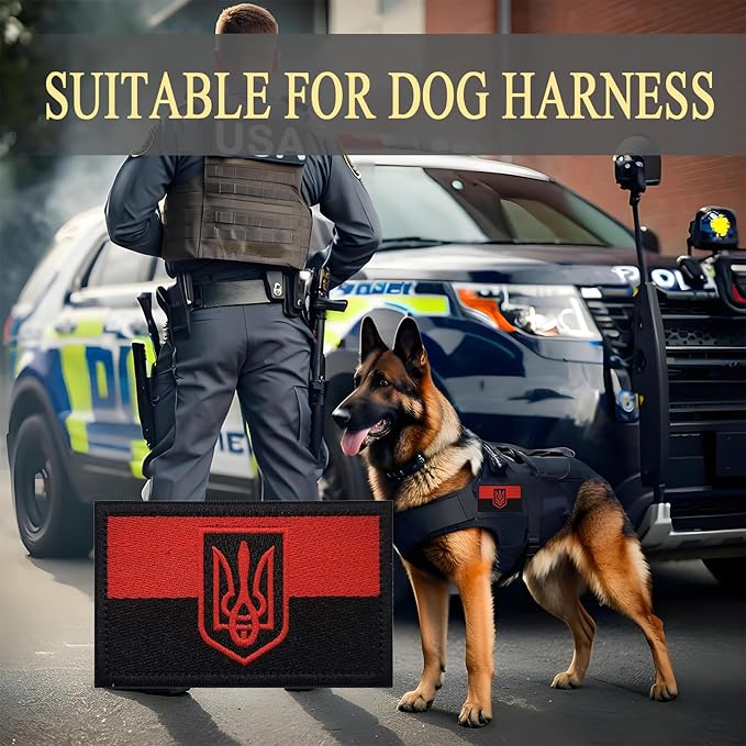 EmWoot 2PCS Ukraine Flag Patch Ukraine Shield Patches Embroidered Morale Patch Hook and Loop(Emblem Red Black)