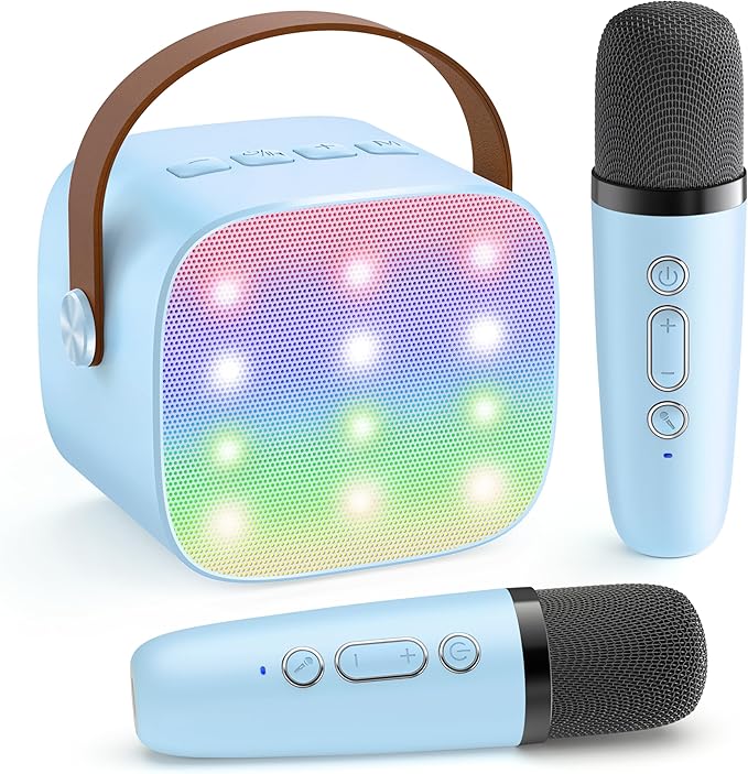 YLL Karaoke Machine for Kids, Portable Mini Speaker with 2 Wireless Microphones, 2026 Top Birthday Toys Gifts for Boys Girls 3, 4, 5, 6, 7, 8, 9, 10, 11, 12+ Years Old Grandkids Family Party (Blue)