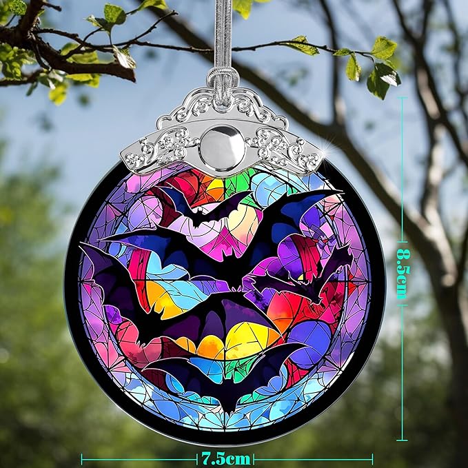 Jocidea Christmas Ornament, Bat Christmas Decor, Bat Ornaments for Christmas Tree, Stained Glass Ornament, Bat Gifts, Holiday Decorations and Xmas Gifts Ideas