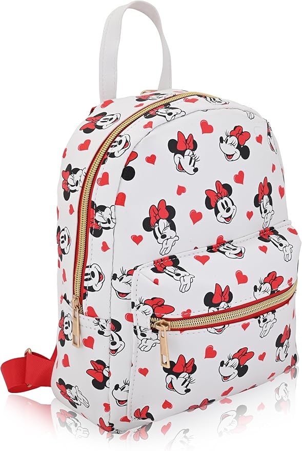 Disney Minnie Mouse Backpack for Women, Men, Boys, Girls, Unisex | Cute PU Leather 10" Minnie Mouse Mini Backpack Purse Shoulder Purse | Minnie Mouse Bag and Minnie Mouse Accessories