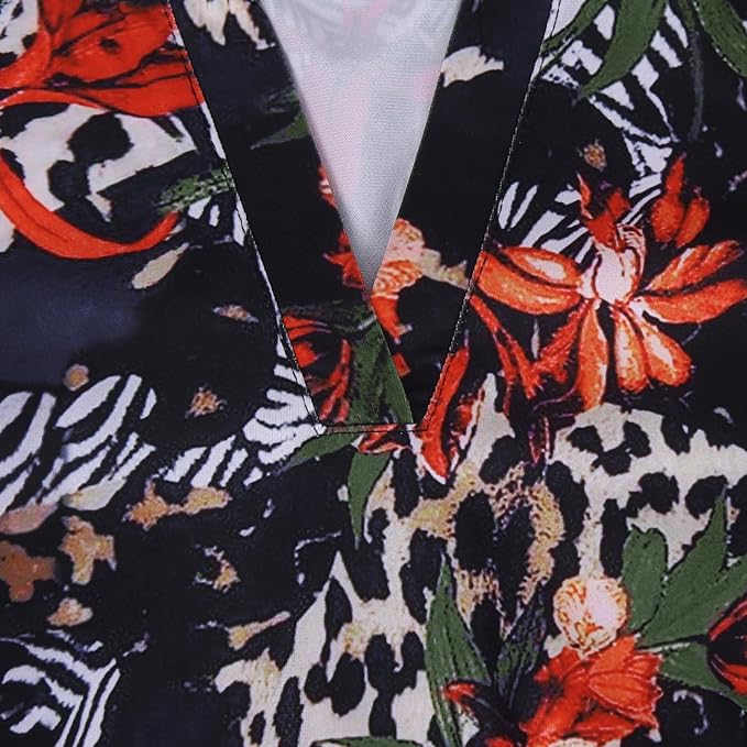 BAISHENGGT 3/4 Sleeve Tops for Women Notch V Neck Floral Work Blouses Dressy Casual Loose Fit Going Out Tunic Tops