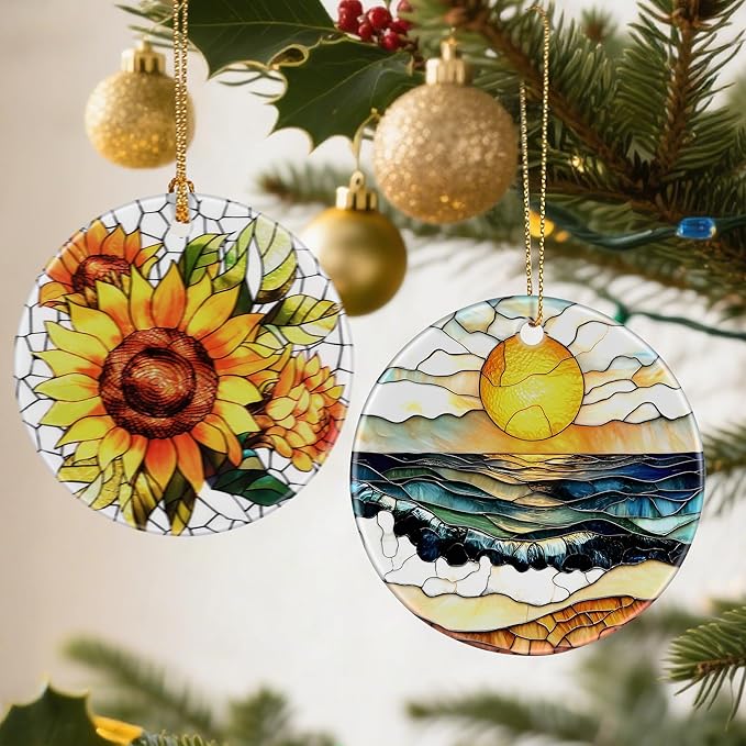 Beach Sunset Ornaments, Christmas Ornaments: Christmas Tree Decorations, Holiday Decor, Stocking Stuffers, Gift Ideas, Xmas Gifts & Gifts for Beach Lover