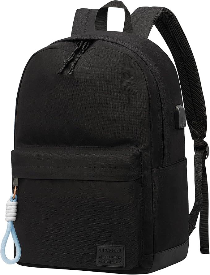 SUPACOOL Casual Laptop Backpack for Men and Women, Backpack for College, USB Charging Port, Lightweight Pack Back