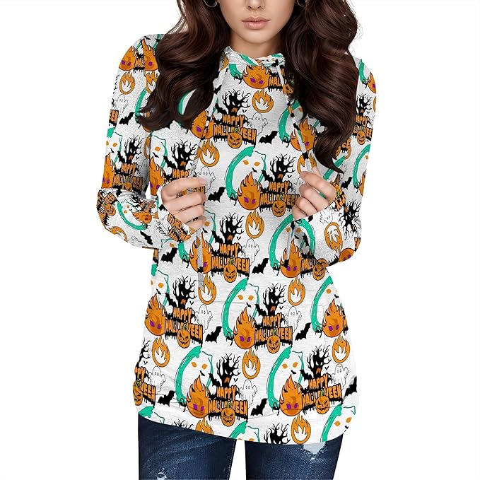 domirica Halloween Womens Pullover Sweatshirts Trendy Drawstring Fall Sweatshirt Halloween Best Gift For Wife And Daughter