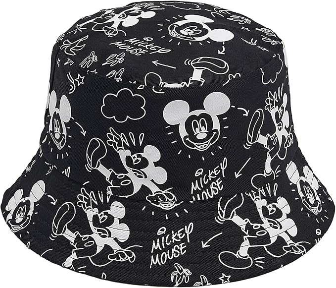 Cute Cartoon Bucket Hats for Women, Mouse Ears Print Double-Side-Wear Beach Fisherman Hats Sun Hats for Women