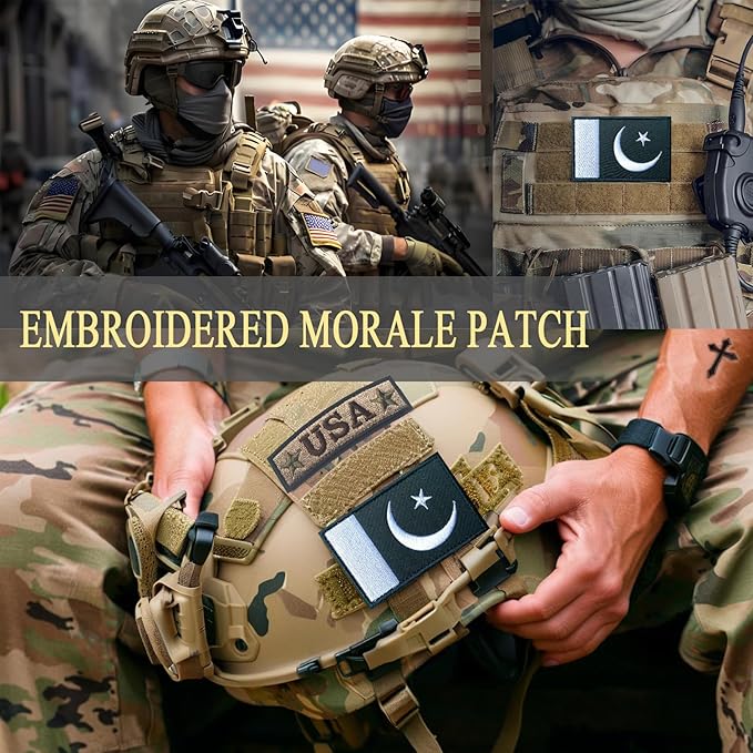 EmWoot 2PCS Pakistan Flag Patch Embroidered Morale Patch Military Tactical Patches Hook and Loop
