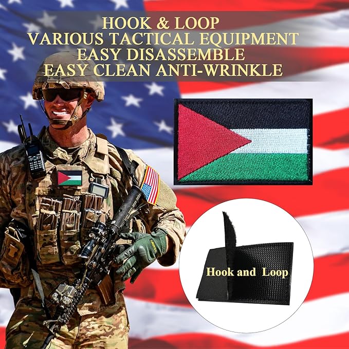 EmWoot 2PCS Palestine Flag Patch Embroidered Morale Patch Military Tactical Patches Hook and Loop