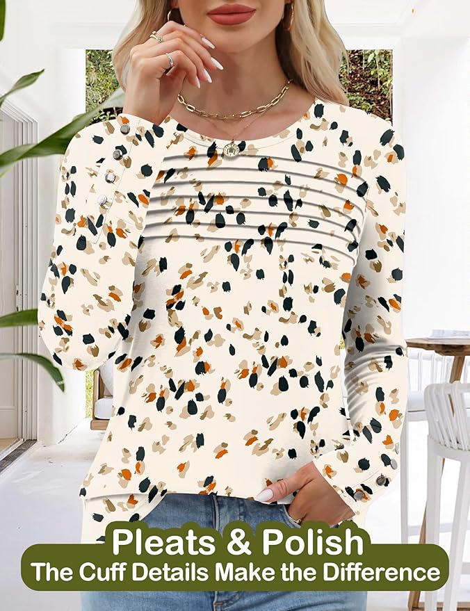 Blouses for Women Dressy Casual Long Sleeve Fall Fashion Tops Trendy Outfits for Work Office Shirts Thicker Clothes