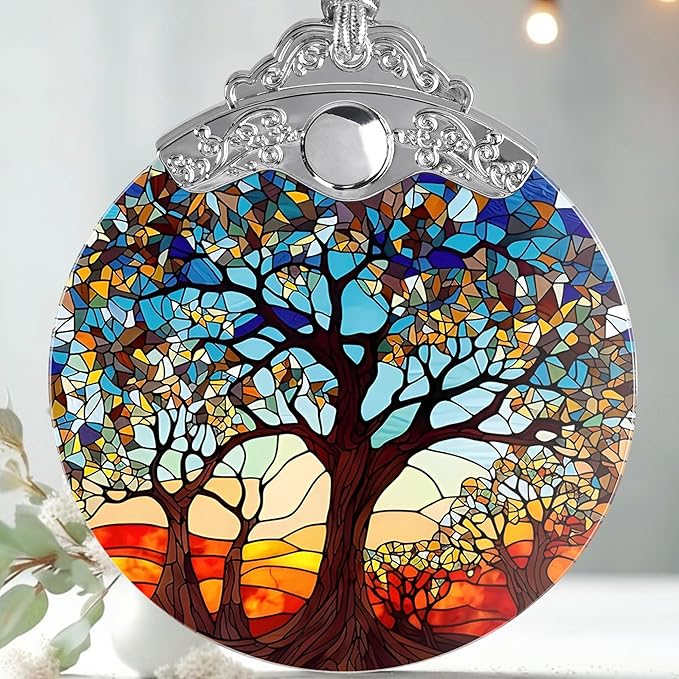 Jocidea Stained Glass Tree of Life Christmas Ornament - Holiday Decor & Xmas Gift Idea