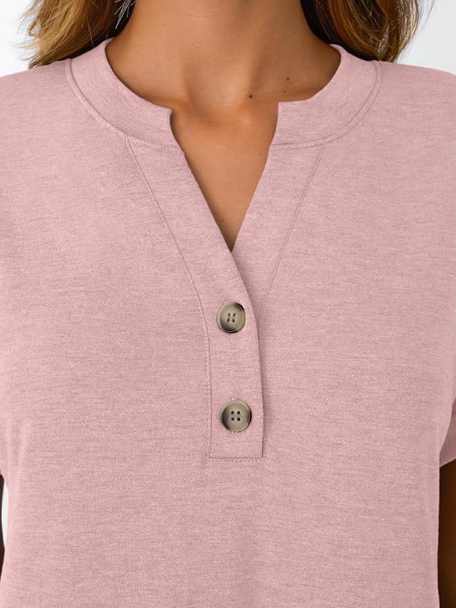 AUTOMET Women's Short Sleeve Shirts Henley Dressy Casual Summer Tops 2026 Spring Fashion Trendy Cute T-Shirts