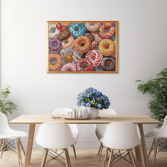 Naturelish Donut Puzzles for Adults 1000 Pieces, 6 Colors on Back Jigsaw Puzzles, Pieces Fit Together Perfectly, Puzzle Size 26.6x19.2 in