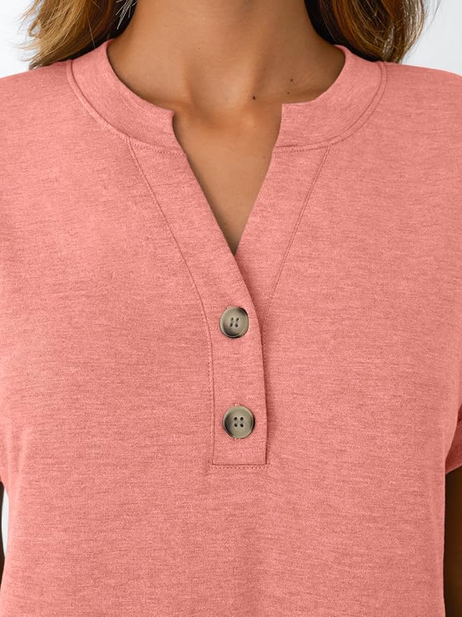AUTOMET Women's Short Sleeve Shirts Henley Dressy Casual Summer Tops 2026 Spring Fashion Trendy Cute T-Shirts