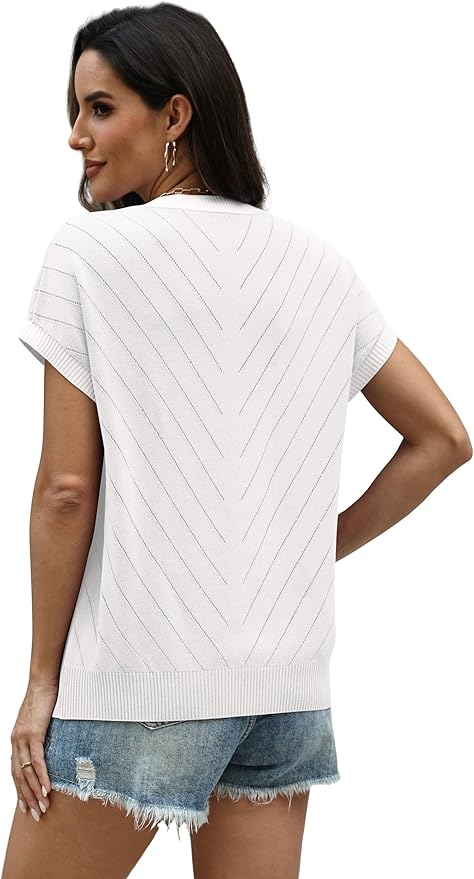 WIHOLL Short Sleeve Sweater for Women Summer Tops 2026 Business Casual Outfits Beach Vacation Clothes